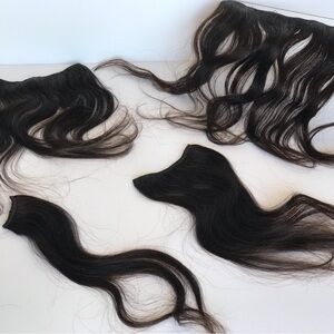 Human Hair 12” Wavy Classic clip-on Total of 4 Pc Natural Black w Red Undertone